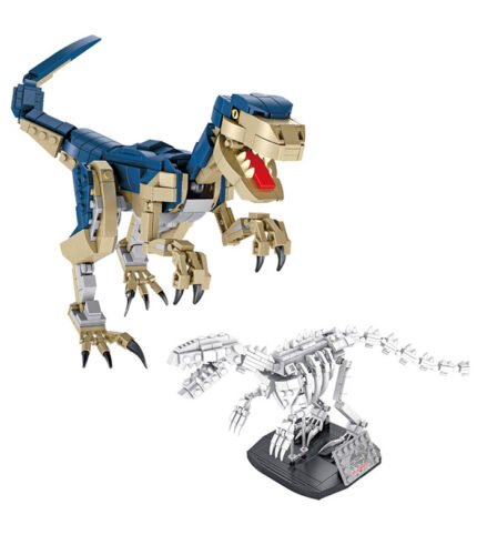 Velociraptor and Velociraptor Fossil 2 in 1 Dinosaur Building Blocks Bricks Toy Set