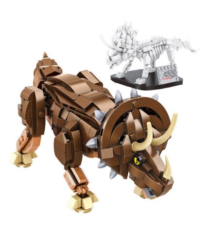 This Triceratops Toy Dinosaur Building Blocks 2-in-1 Posable Brick Building Set features a movable head, a mouth that opens and closes, and an easily movable tail. Its flexible joints make its movements realistic, adding to the excitement of play.