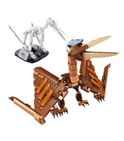 Pterodactyl Dinosaur Building Blocks Toy and Fossil 2 in 1 Posable Brick Building Set