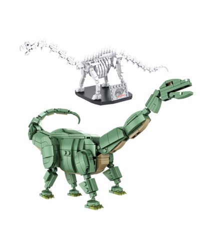 Brontosaurus and Brontosaurus Fossil 2 in 1 Dinosaur Building Brick Toy Set