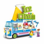Ice cream truck city street scene building block toy set