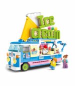 Ice cream truck city street scene building block toy set