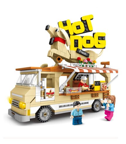 Hot Dog Vending Cart City Street Scene Building Block Toy Set