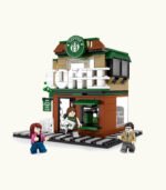 Modular Two-Level Coffee Shop Building Brick Set: City-Themed Cafe Construction Kit - 283pcs