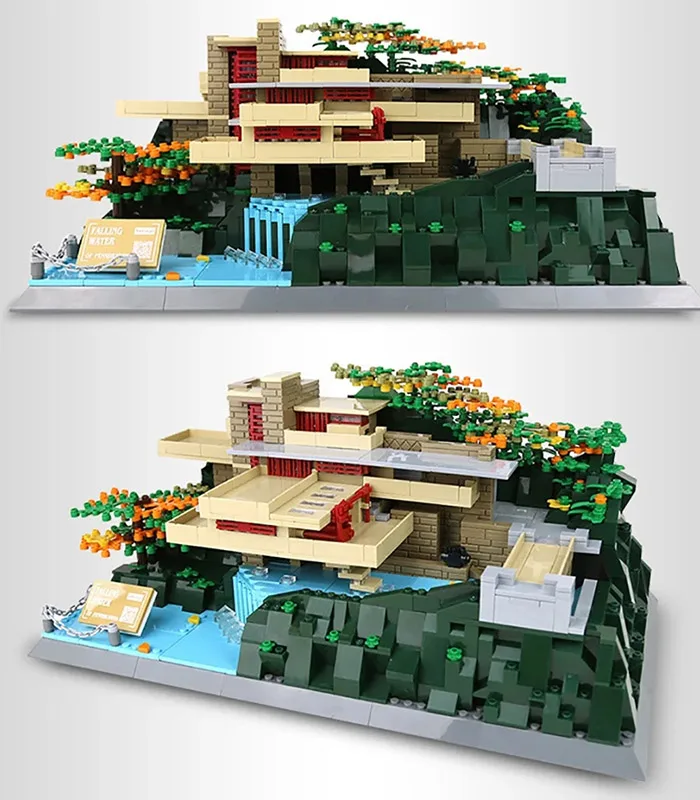 MOC Architecture Fallingwater Villa Building Blocks Toy Set
