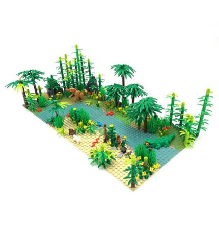 Tropical Rainforest Trees Plants and Animals Building Toy Block Set