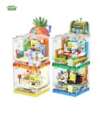 SpongeBob SquarePants series bricks, pineapple house, stone house, Easter Island portrait, Krabby Patty 4 in one