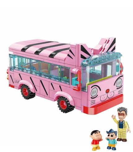 Crayon Shin-chan Cat-liked school bus bricks toy