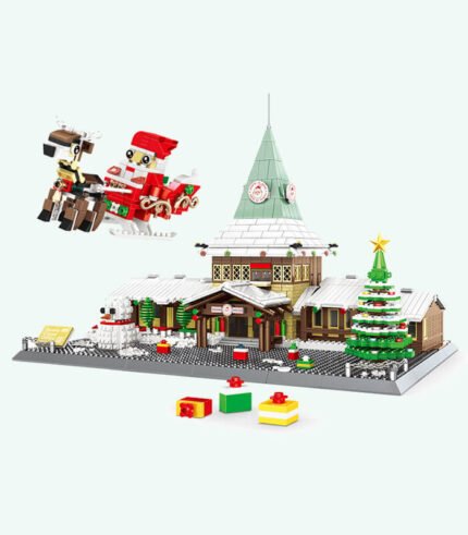 Christmas building block set, Santa Claus office bricks toys