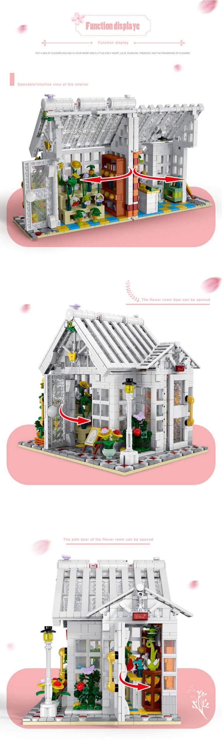 Flower Shop LED Bricks Toy , 1593pcs,STEM City Street Puzzle Toys