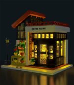 Building Blocks Coffee Shop Set, 1512 Pcs Coffee House Building Kit with LED Lights, STEM City Street Puzzle Toys for Adults and Kids