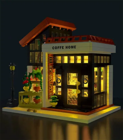 Building Blocks Coffee Shop Set, 1512 Pcs Coffee House Building Kit with LED Lights, STEM City Street Puzzle Toys for Adults and Kids