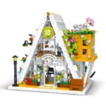 Flower house building set with LED lights, DIY plant flower glass modular flower house building kit, 1413 pieces, stem city street building blocks