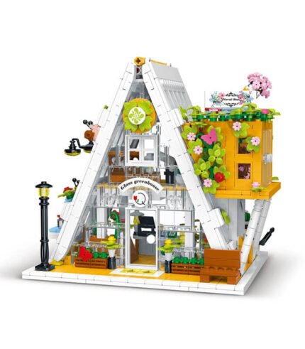 Flower house building set with LED lights