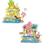 Sembo SpongeBob Colorful Street Scene Colorful Surf Shop, Island Dessert House