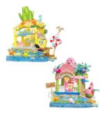 Sembo SpongeBob Colorful Street Scene Colorful Surf Shop, Island Dessert House