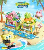 Sembo SpongeBob Colorful Street Scene Colorful Surf Shop, Island Dessert House