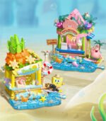 Sembo SpongeBob Colorful Street Scene Colorful Surf Shop, Island Dessert House