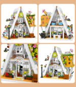 Flower house building set with LED lights, DIY plant flower glass modular flower house building kit, 1413 pieces, stem city street building blocks