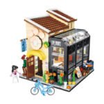 Cat Bookstore Building Blocks Toy Set with led lights