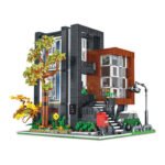 Xmork 10205 Modern villa building block model toy with lights, city street scene modular building block set