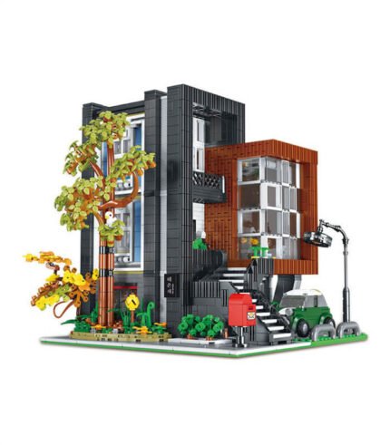 Xmork 10205 Modern villa building block model toy with lights