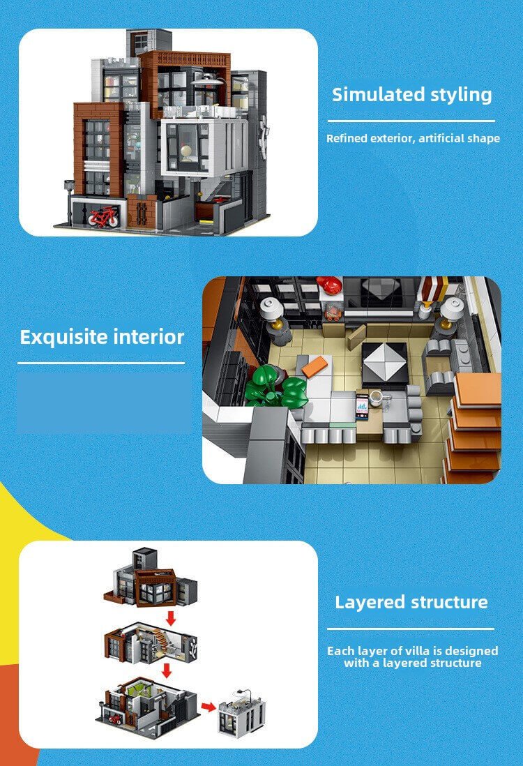3-layer Street View Creator Modular City Building Block Set