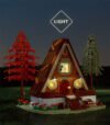 Forest hut building block set with lights