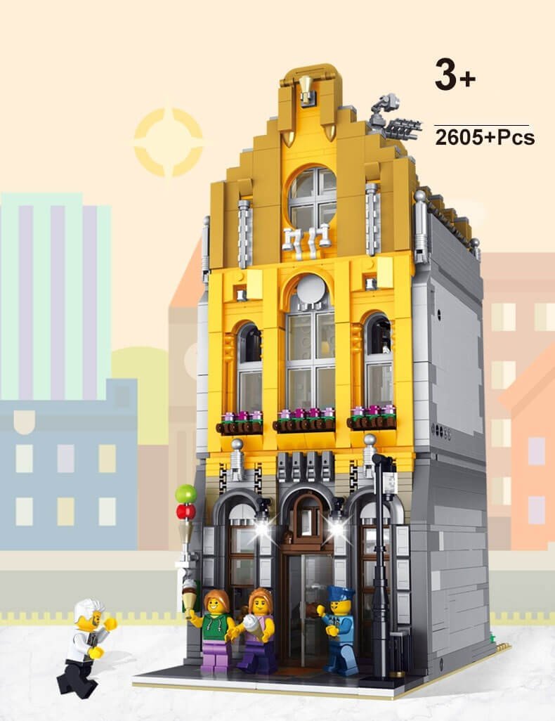 Ice cream shop building block toy set with lights