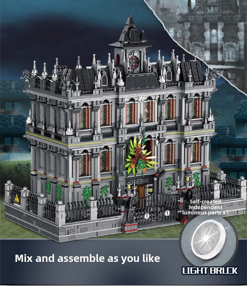 Batman Arkham Lunatic Hospital building block toy set with lights
