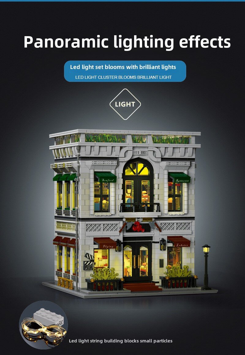 Seafood Restaurant Building Blocks Set with LED Lights