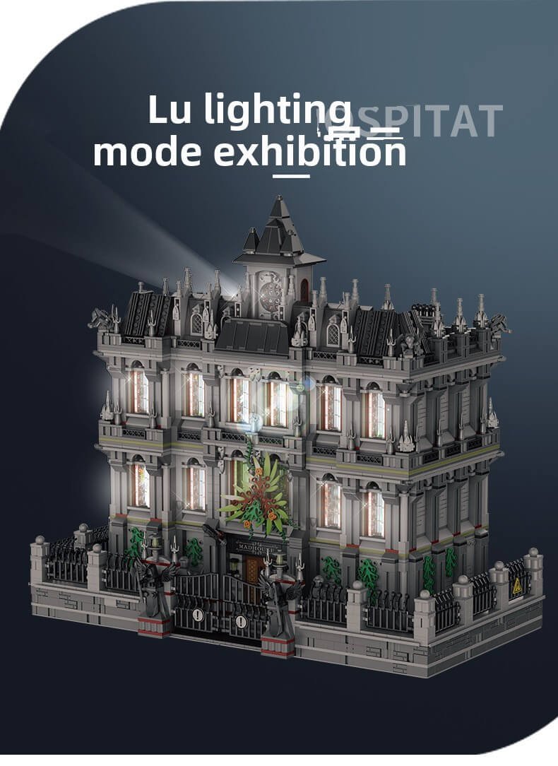 Batman Arkham Lunatic Hospital building block toy set with lights