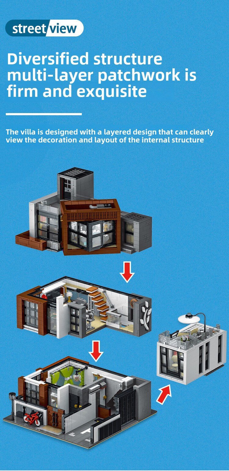 3-layer Street View Creator Modular City Building Block Set