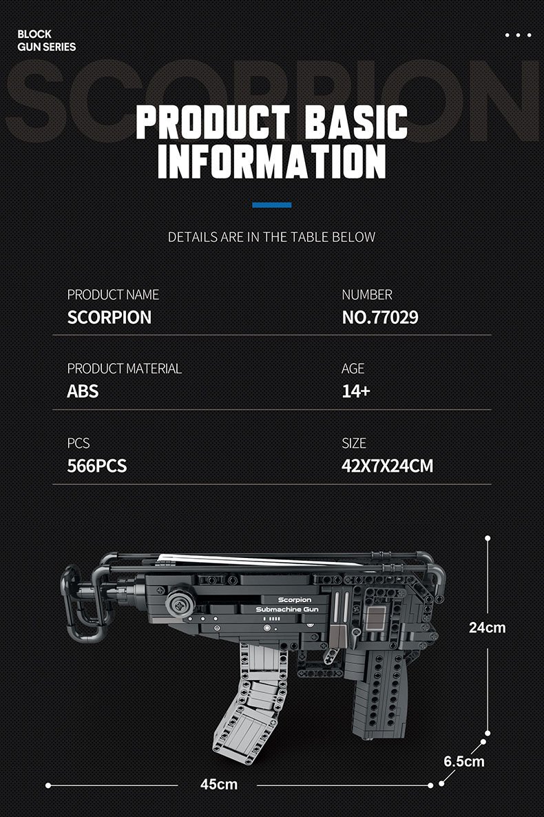 Scorpion Pistol Model, military shooting toy