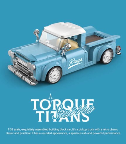 Power block retro pickup truck building block set 297-pcs|ToysArk