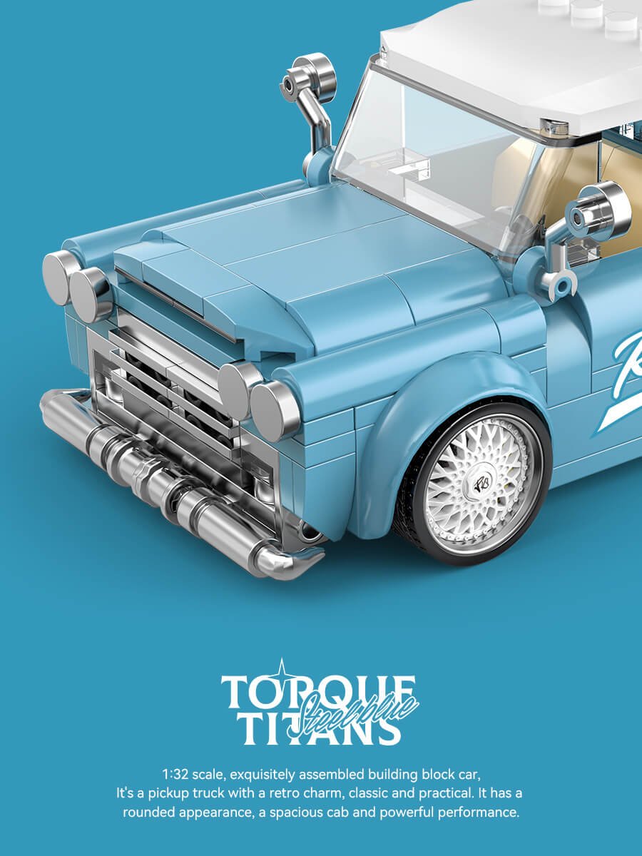 Power block retro pickup truck building block set 297-pcs|ToysArk