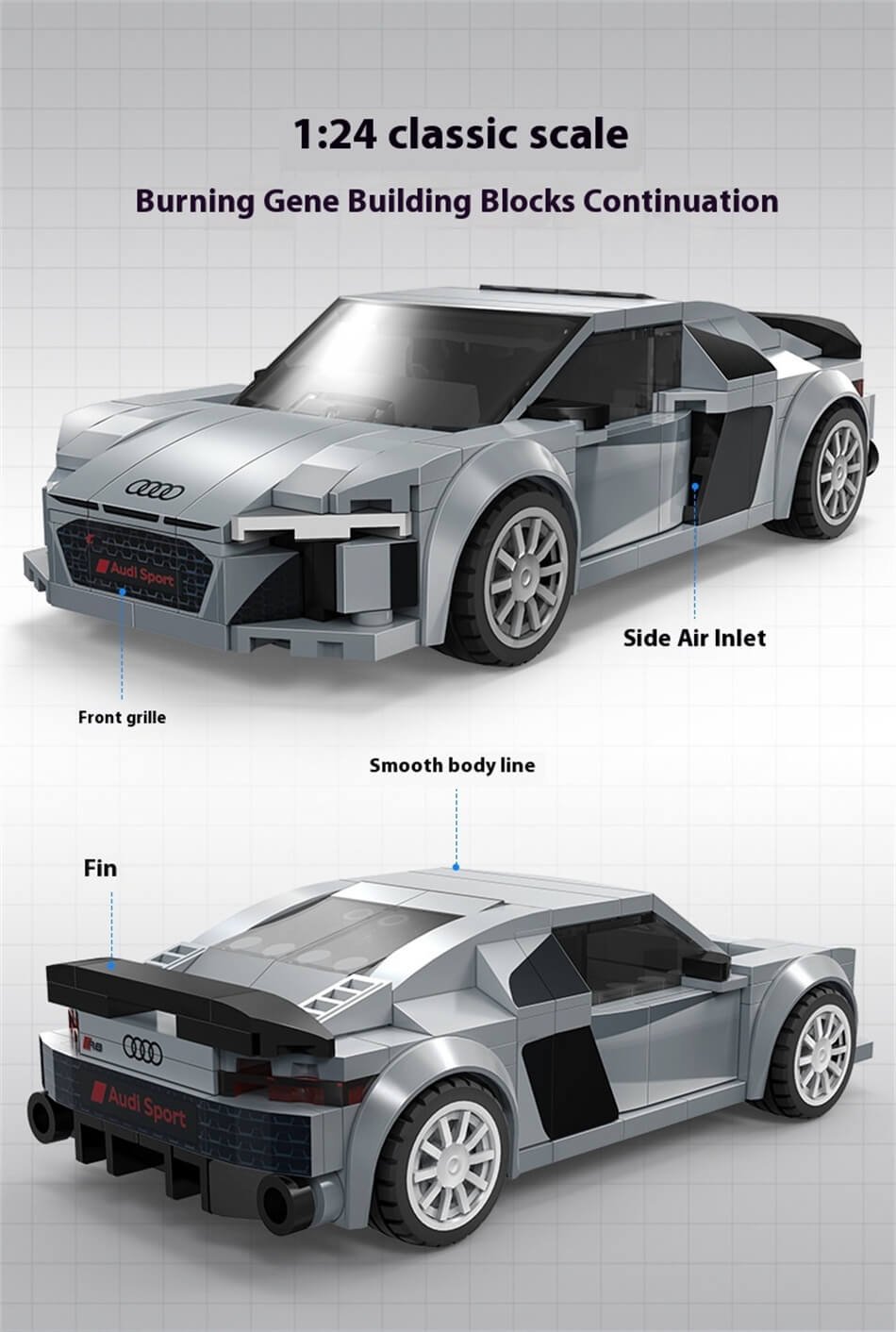 CADA C55027 Audi R8 Coupe 2019 Sports Car Building Blocks Toy Sports Car