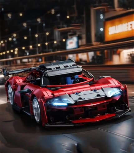 Red super sports car building block model