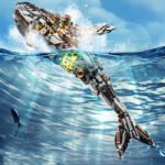 Mechanical whale building block toy-can swim