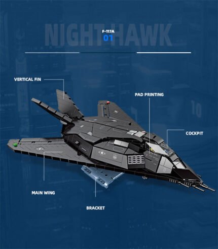F-117A Nighthawk bricks toy, fighter jet building blocks toy