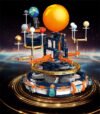 JAKI CK008 Solar System Planetarium with Light, Space Building Block Toy