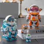 Cartoon astronaut building block toys, astronaut team