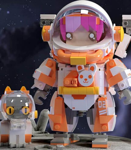 JAKI JK9108 490 pieces of cartoon astronaut building blocks, educational toys, astronaut model