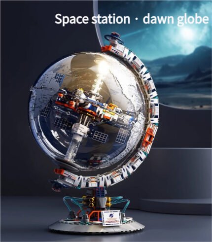 JAKI CK003 Breaking Dawn globe building block toy, built-in space station, can be used as a real globe