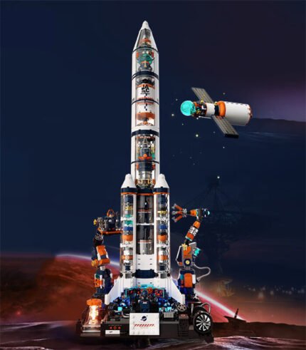JAKI JK8515 Space rocket building block set with light, astronaut bricks toy