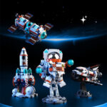 Astronaut, space plane, space rocket, space station building block toys 4 in 1