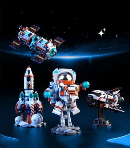JAKI building block toys, astronaut, space plane, space rocket, space station building block toys 4 in 1