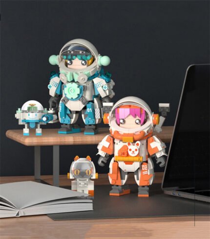 JAKI JK9107 JK9108 Cartoon astronaut building block toys, astronaut team