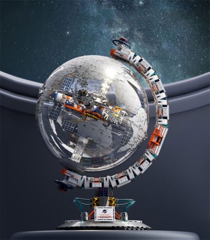 JAKI CK003 Breaking Dawn globe building block toy, built-in space station, can be used as a real globe