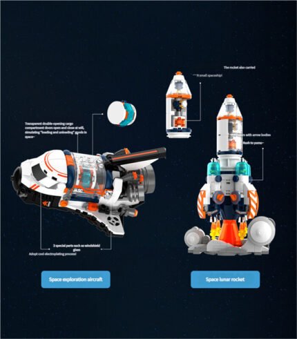 JAKI building block toys, astronaut, space plane, space rocket, space station building block toys 4 in 1
